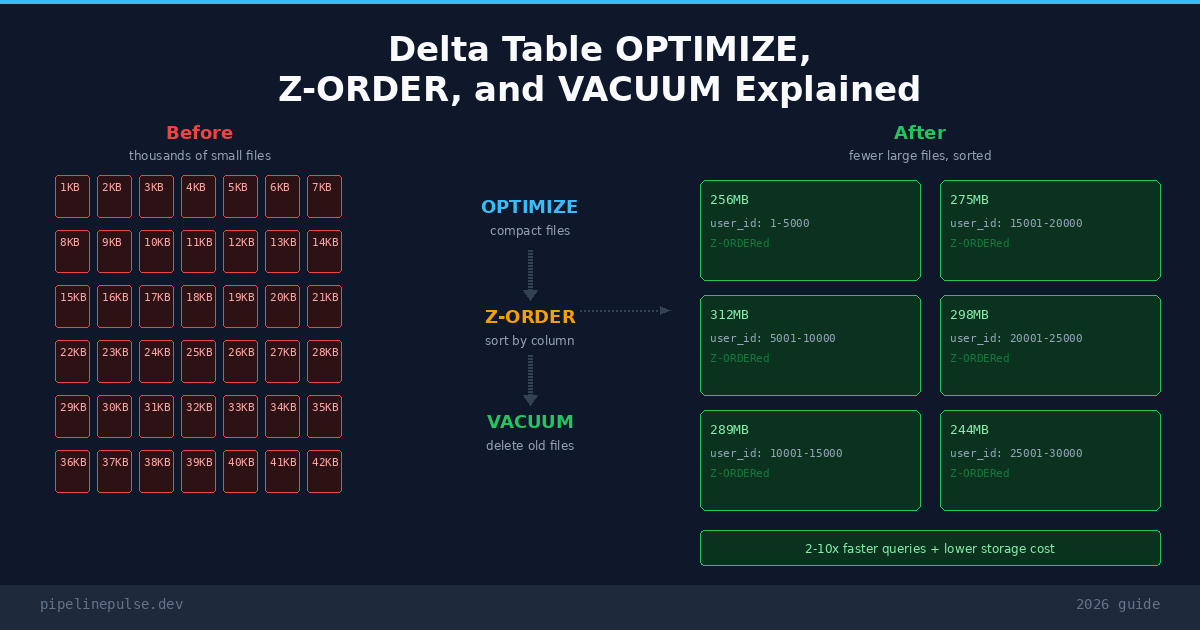 Delta Table OPTIMIZE, Z-ORDER, and VACUUM Explained [2026 Guide]
